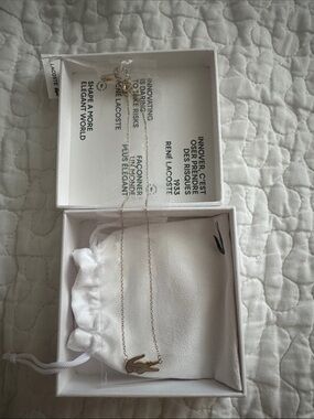 Lacoste Rose Gold Crocodile Pendant Necklace